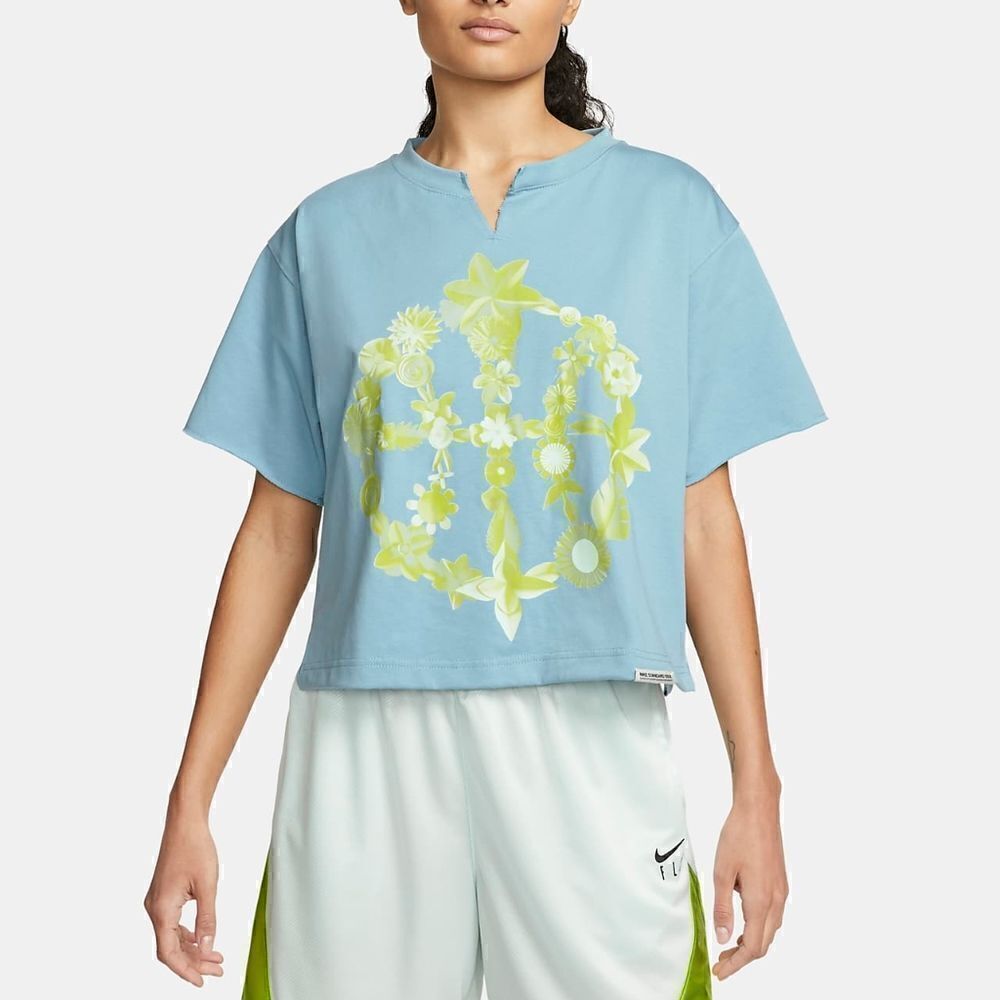 Nike Fly Standard Issue Dri-Fit Floral Basketball Tee T-Shirt Vintage Blue L New